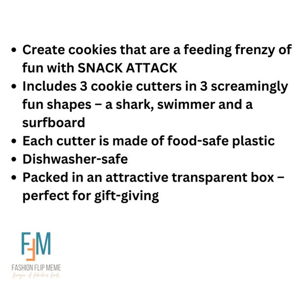 New! Snack (Shark) Attack 3 Piece Cookie Cutter Set - Picture 4 of 4